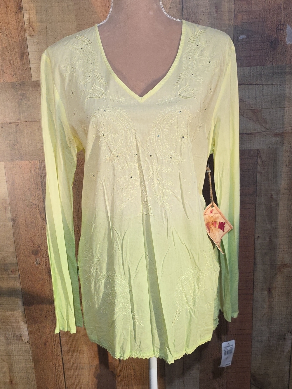 Women's Ombre V-Neck Long Sleeve Tunic - Lime Green